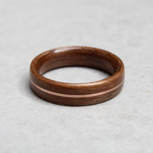Walnut and gold ring