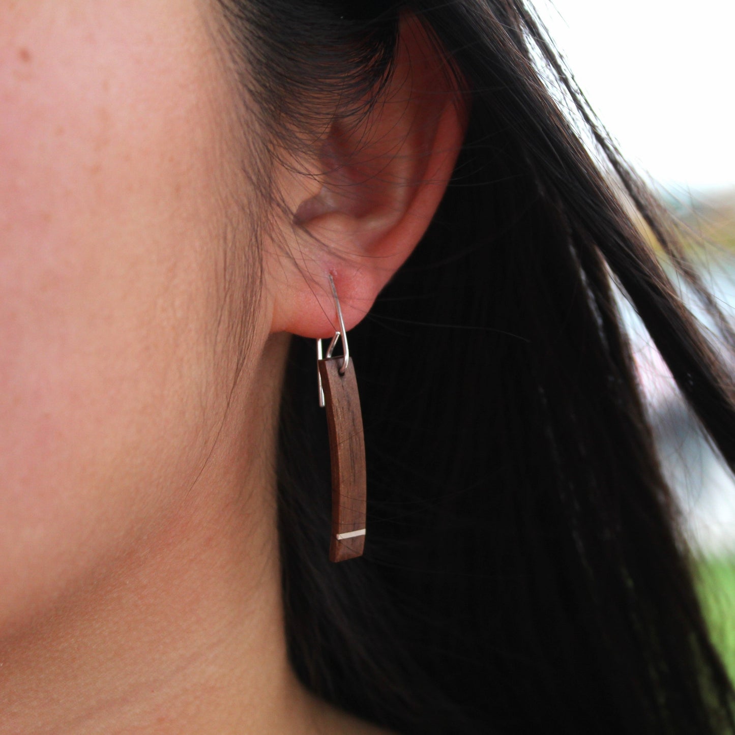 Walnut and Silver Earrings