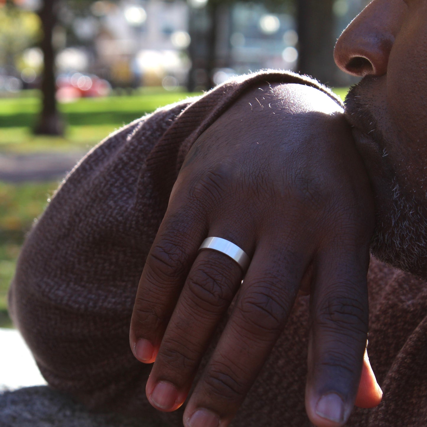 Silver ring brushed finish