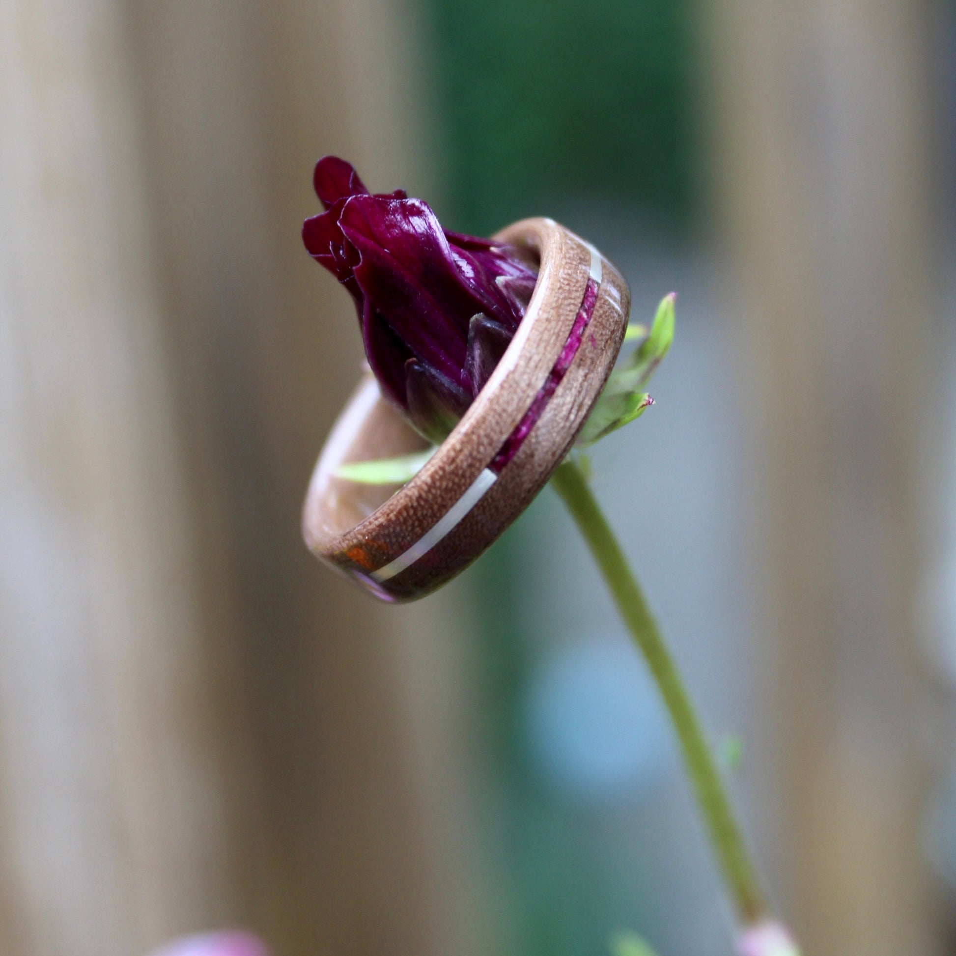 Wood ring flower inlay