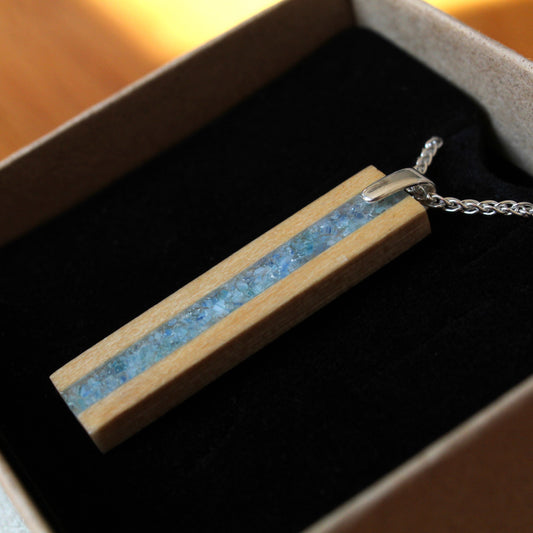 Maple wood and stained glass necklace