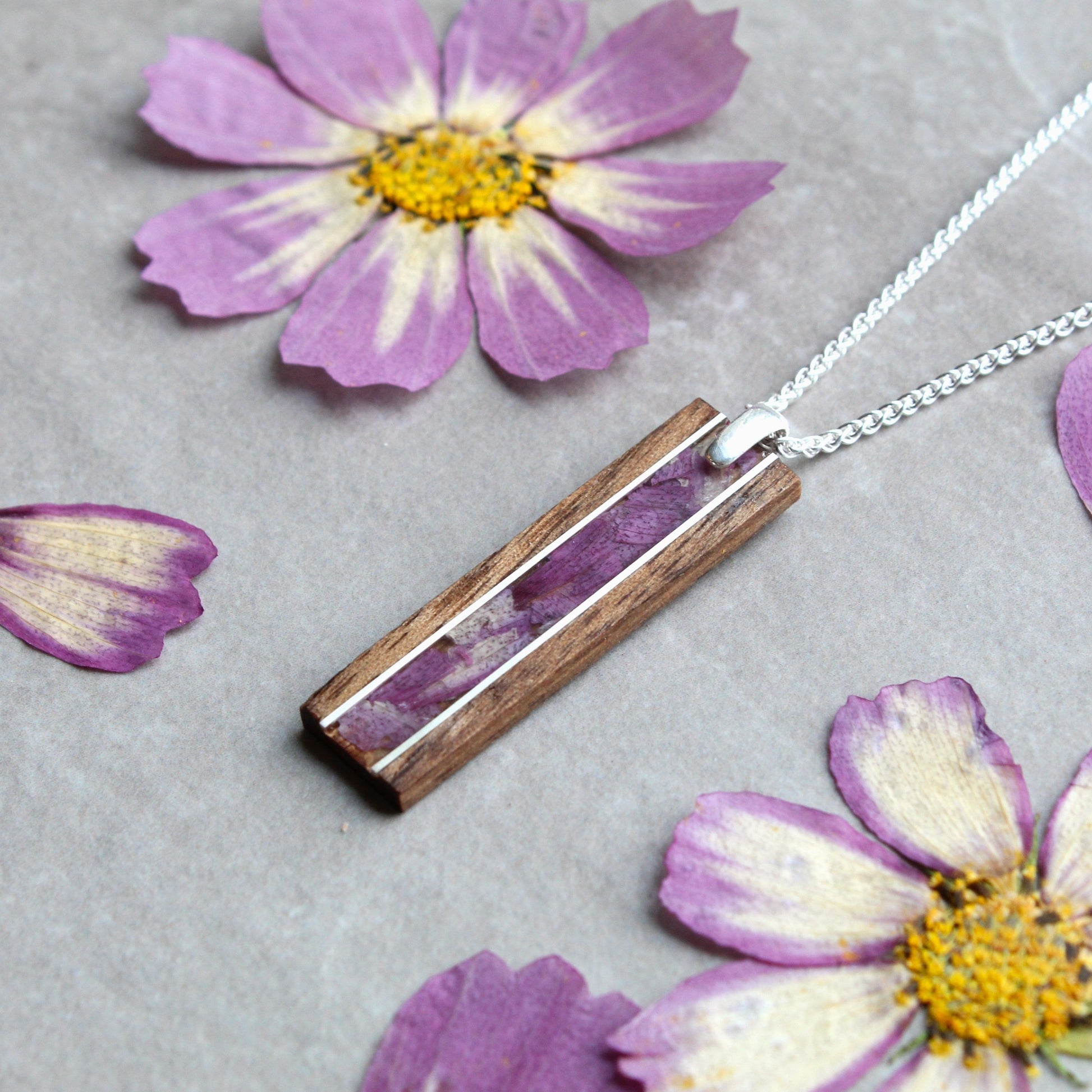 cosmos flower pendant
