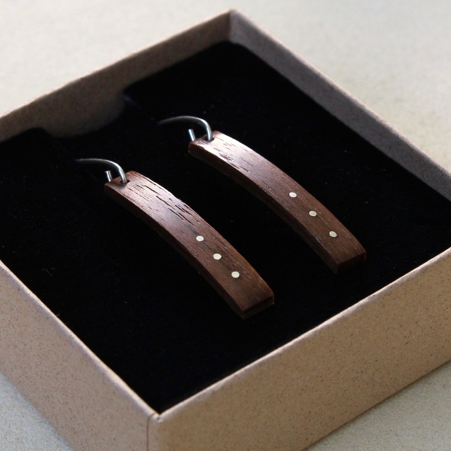 Walnut and Silver Earrings