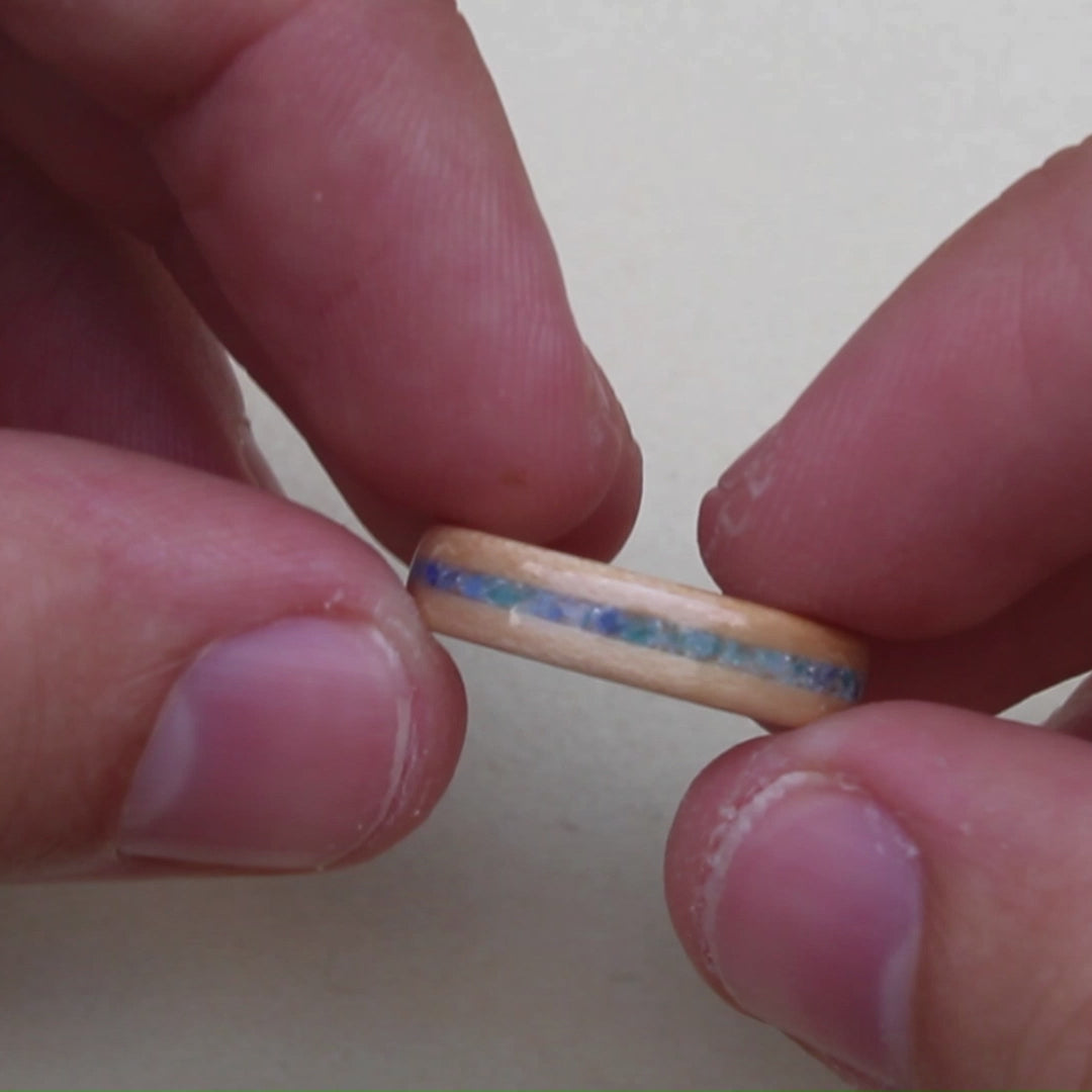 Stained glass wooden ring