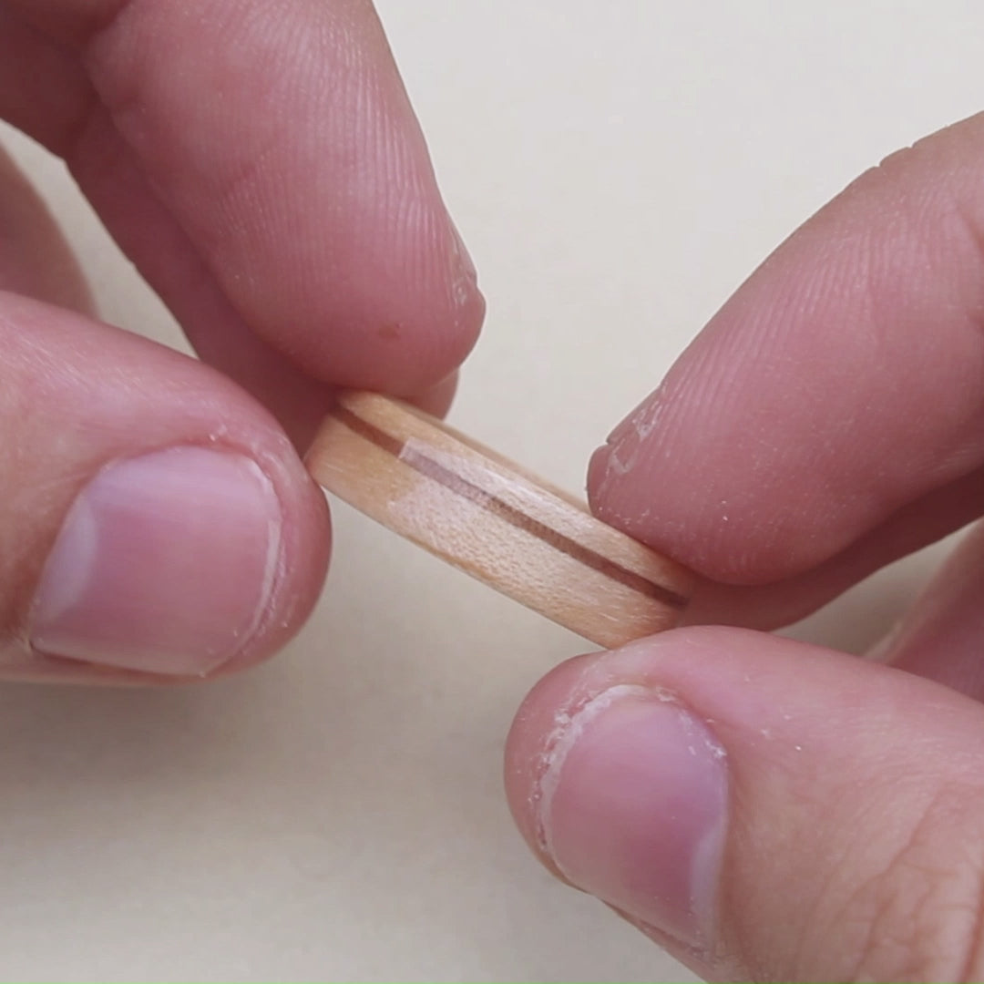 Wood ring with maple and walnut