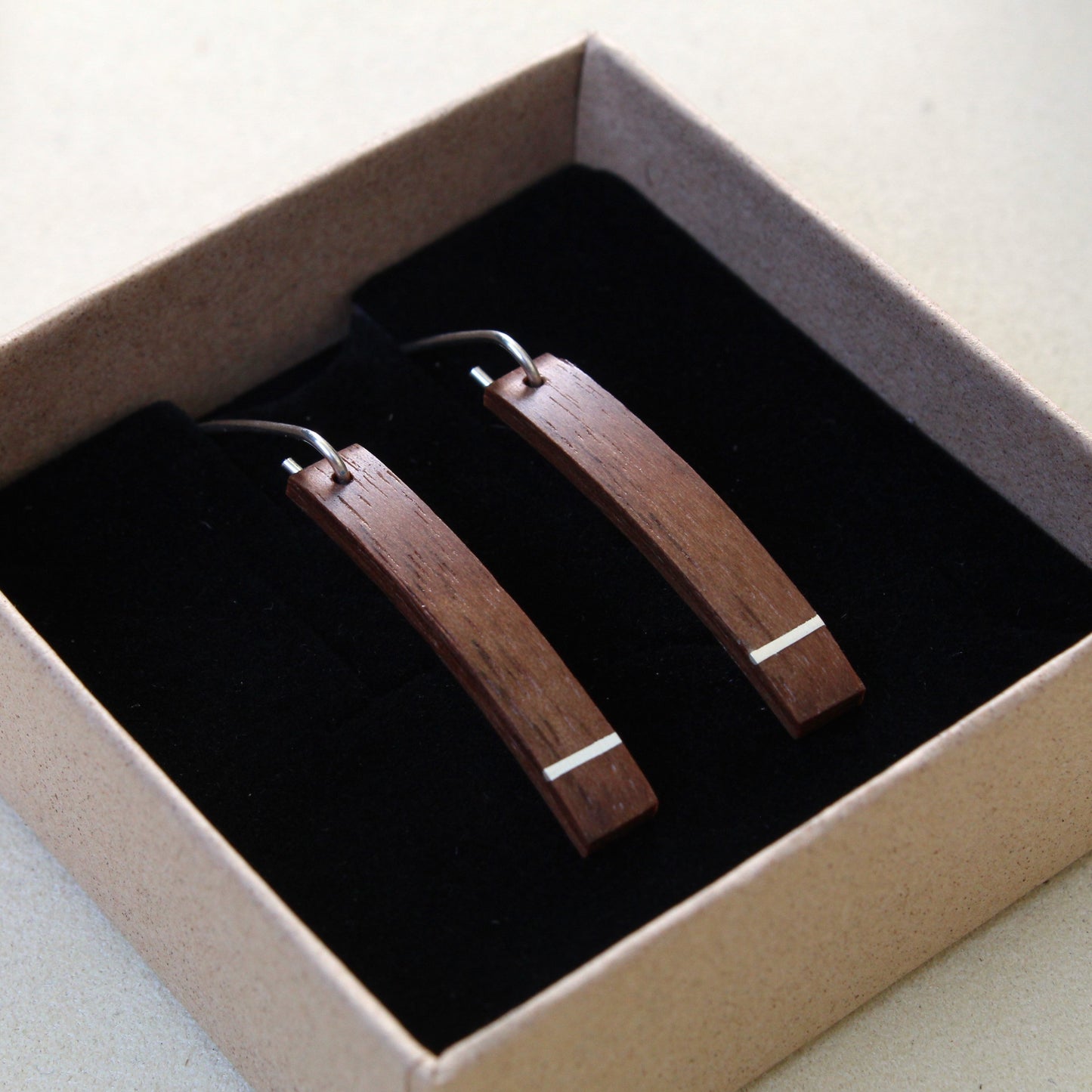 Walnut and Silver Earrings