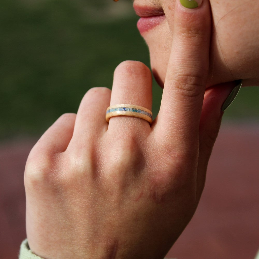 Blue stained glass ring