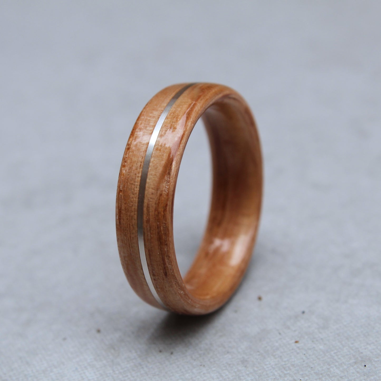 red oak and silver ring