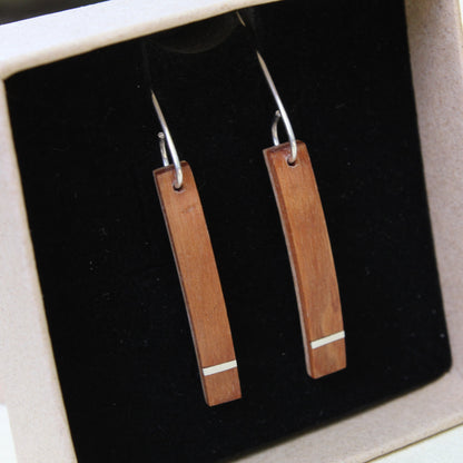 Cherry wood and silver earrings
