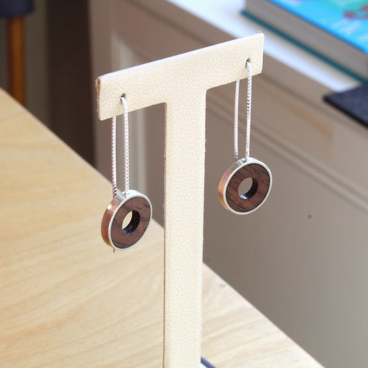 Circle wood earrings with threaders