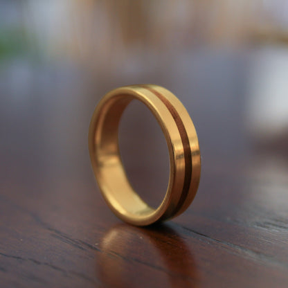 Gold and wood ring