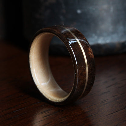 Wood and gold ring