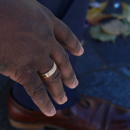 Wood ring with gold inlays