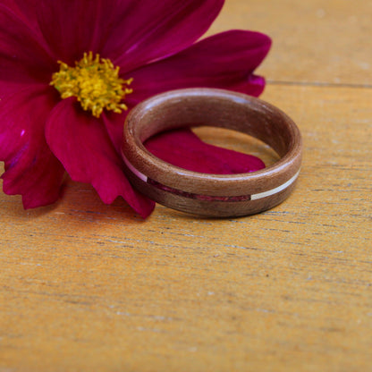 wood ring with flower
