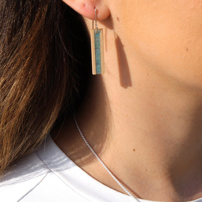 Maple and Blue Glass Earrings
