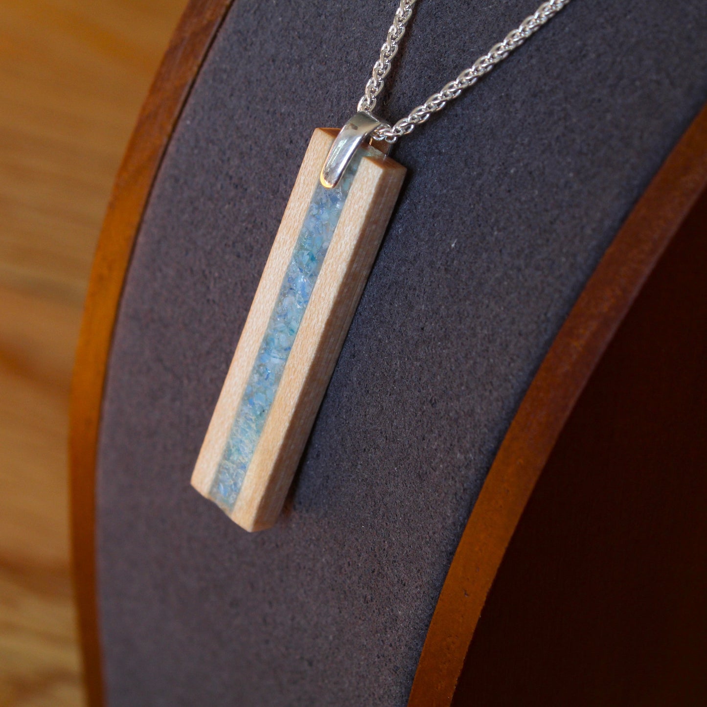 Blue stained glass pendant 
