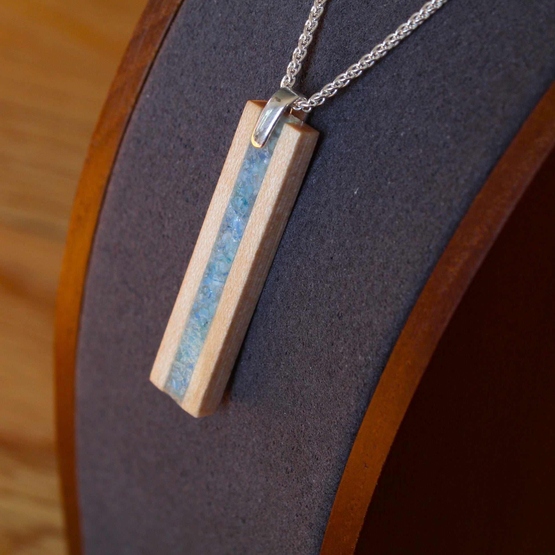 Blue stained glass pendant 