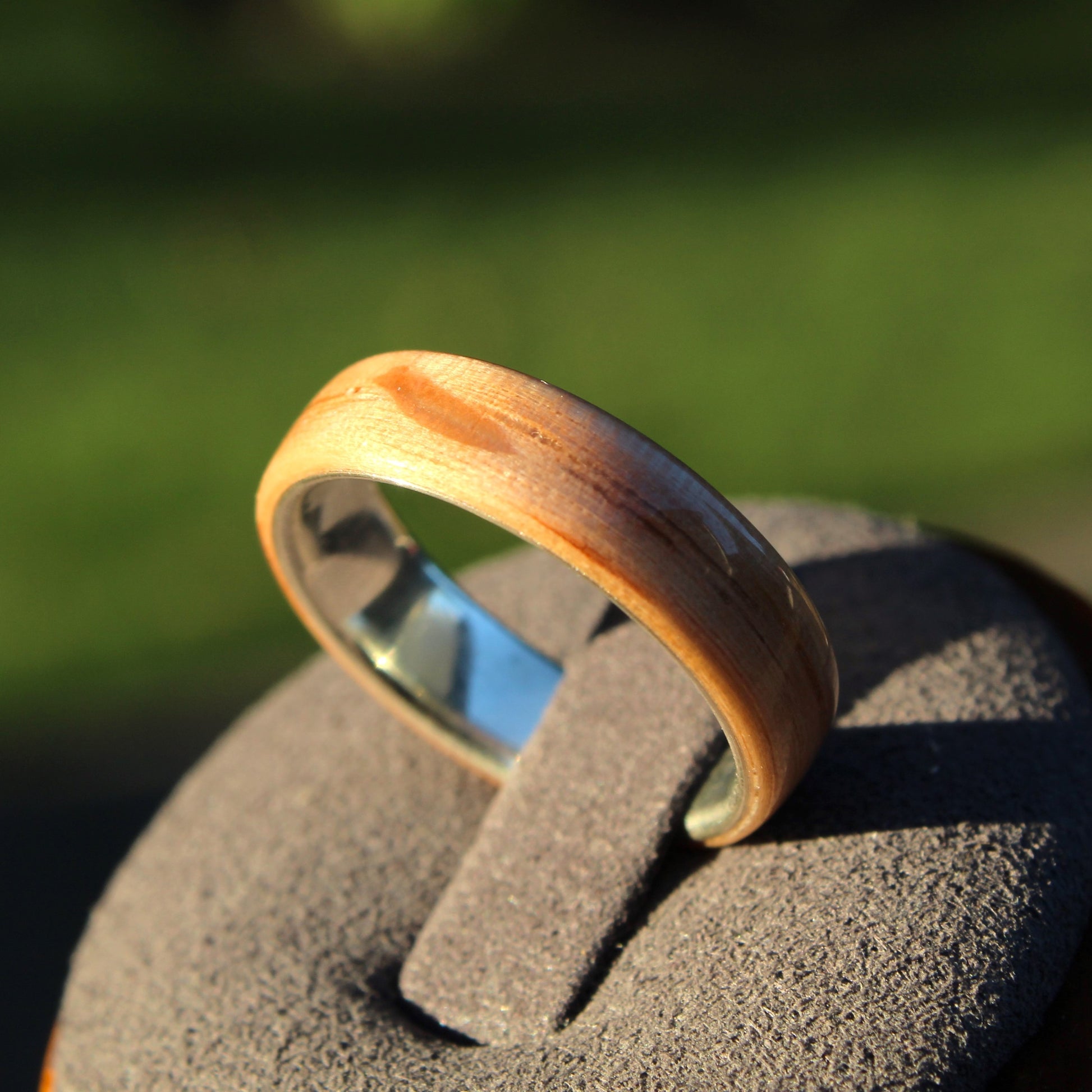 wooden ring oak and silver