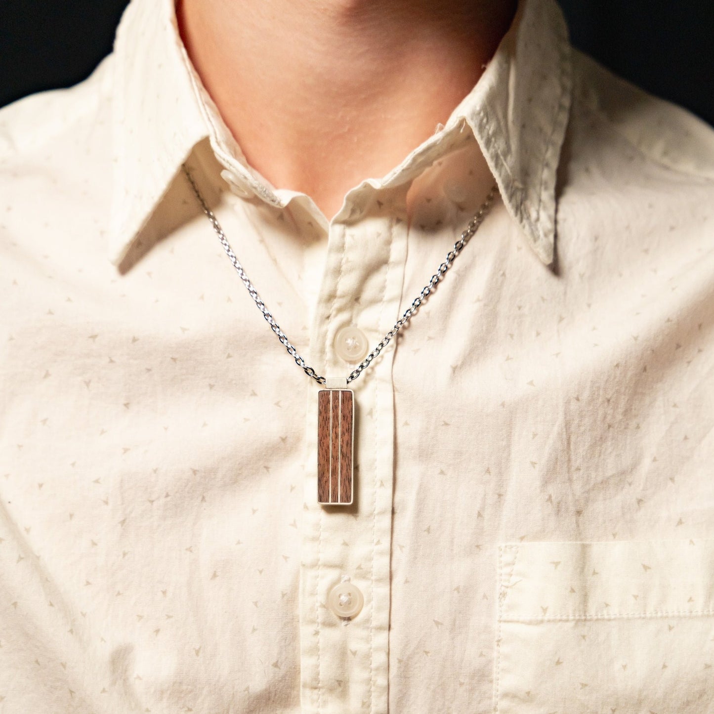 Inlaid Bar Pendant | Silver