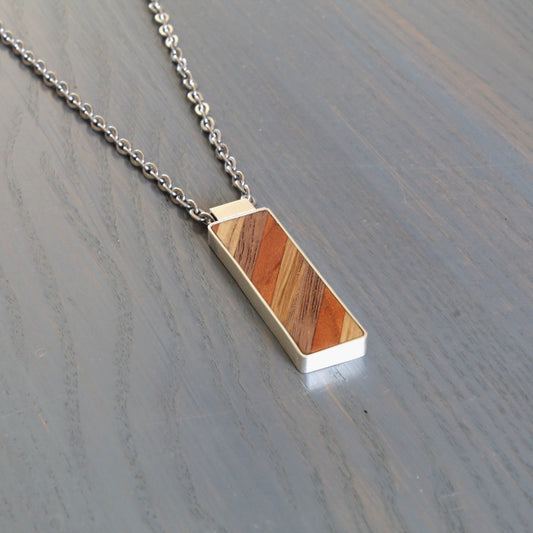 Striped bar pendant | Silver