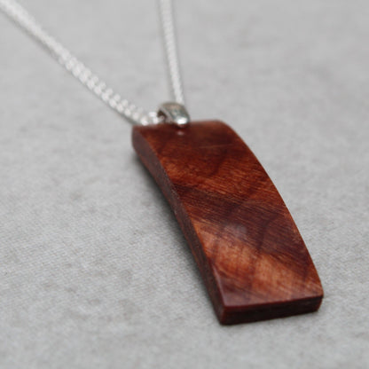 redwood necklace with silver chain