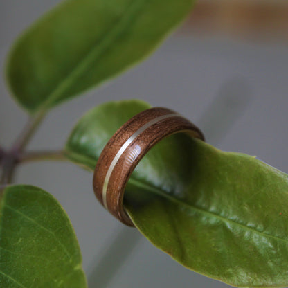 Walnut ring with center inlay